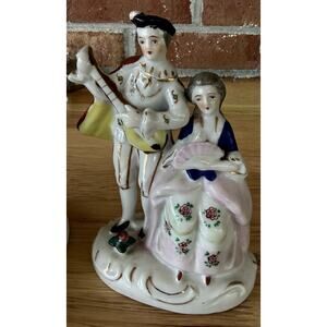 Vintage Occupied Japan Renaissance Man And Colonial Woman Porcelain Figurine!